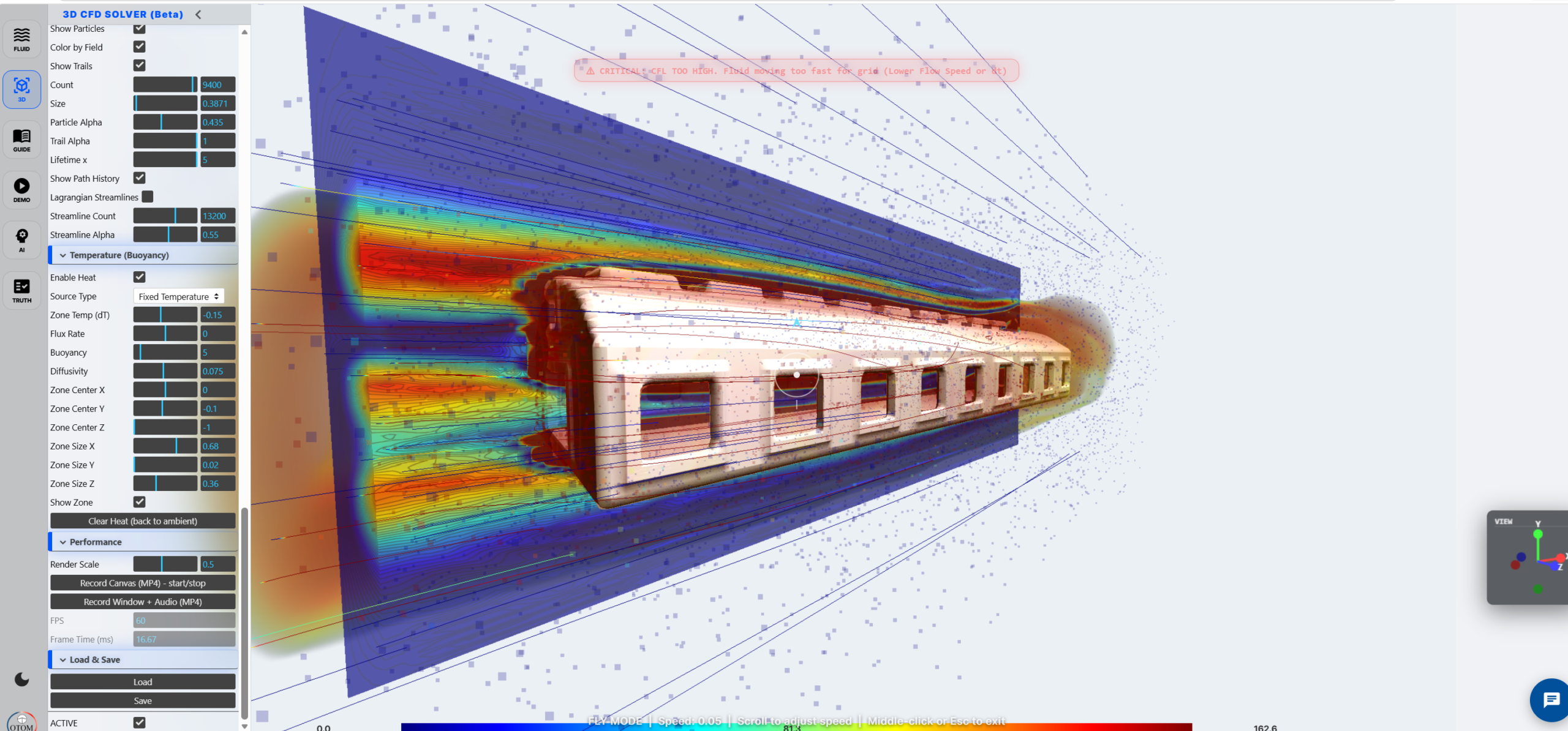 OTOM CFD simulation of temperature-driven airflow through a greenhouse structure