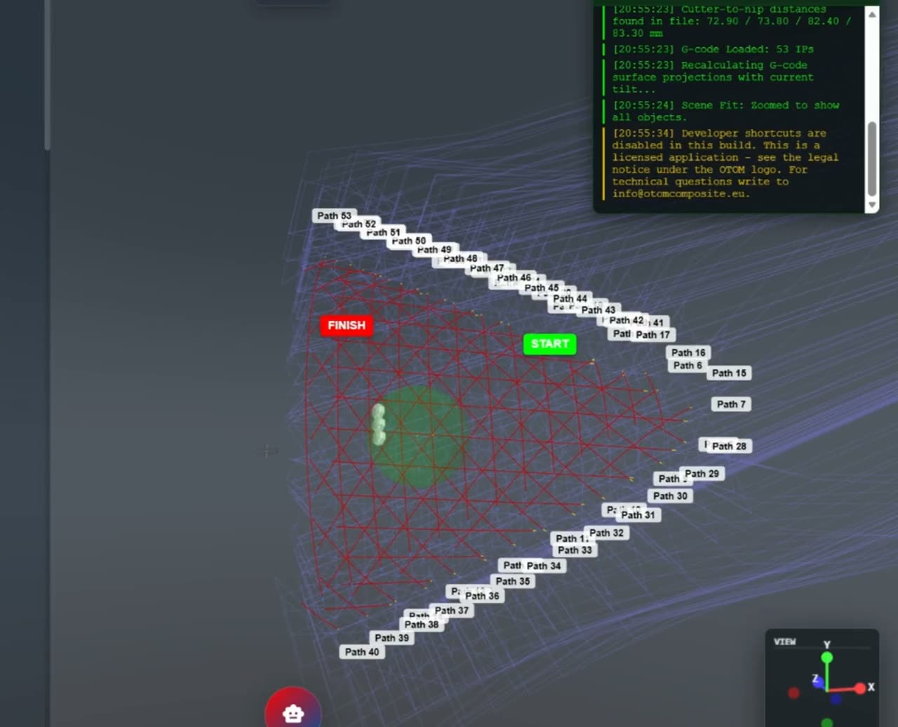 OTOM AFP Web simulation suite running in the browser